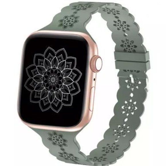 Mandala Lace Silicone Apple watch band laser cut women’s apple watch band, apple - Picture 5 of 8